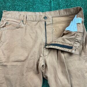 Dickies Carpenter Workwear Pants Mens 36x33 Brown Straight Leg Zip Fly Stretch